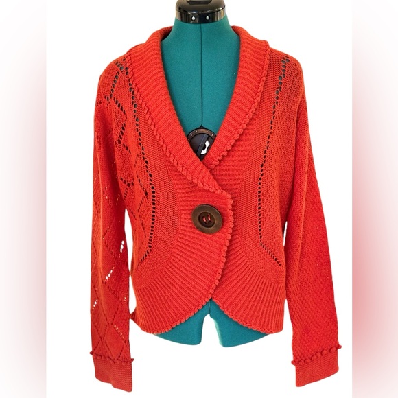Garnet Hill Orange Sweater Size Medium - Picture 5 of 8